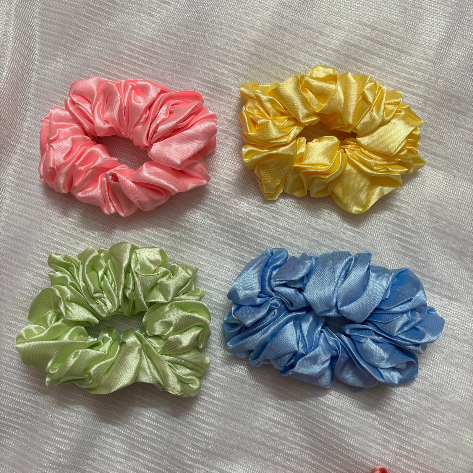 Satin Scrunchies Hair Ties and Ponytail Holders for Women and Girls Large Elastic Stretchable Design for Casual and Everyday Styling Pack of 4