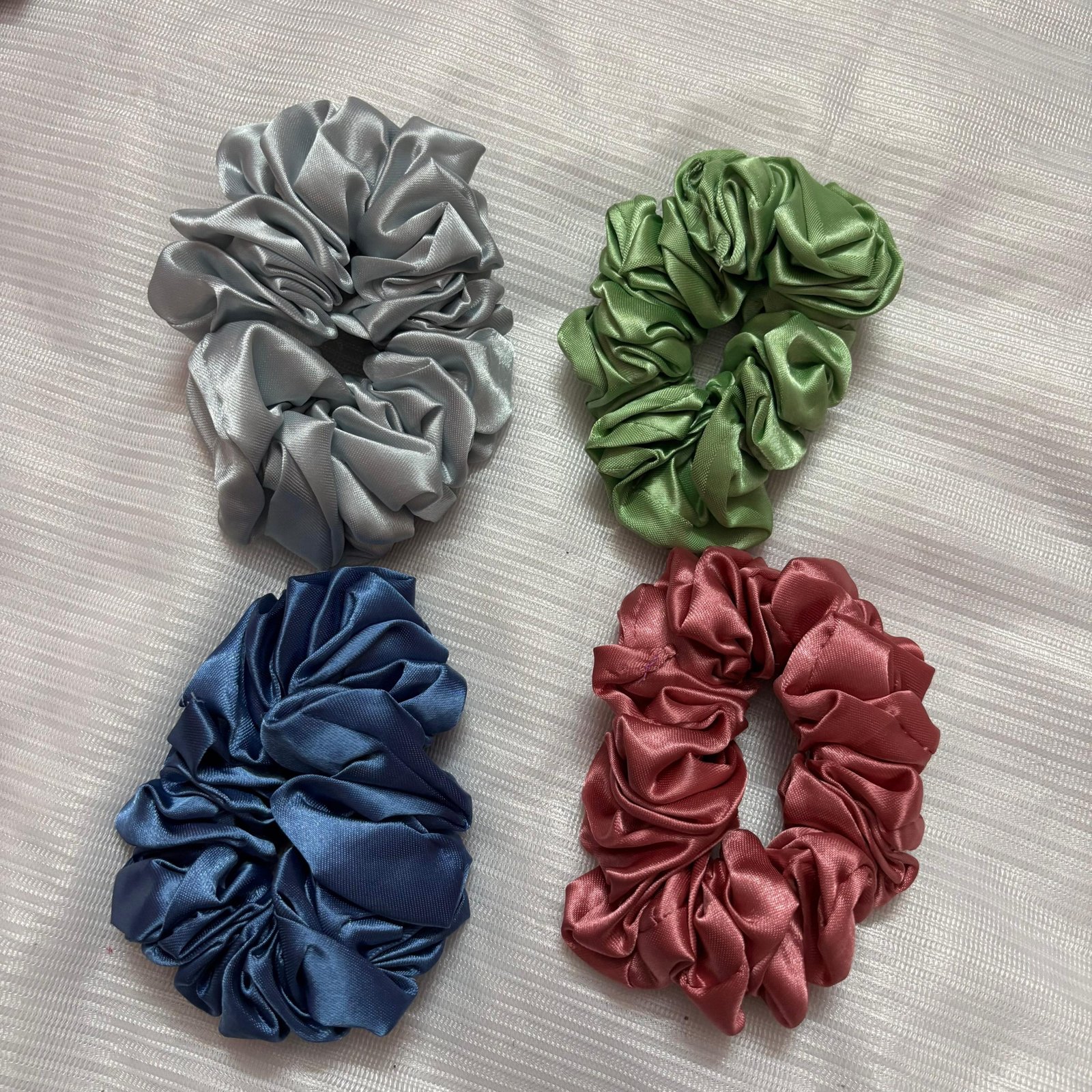 Satin Scrunchies Hair Ties and Ponytail Holders for Women and Girls Large Elastic Stretchable Design for Casual and Everyday Styling Pack of 4