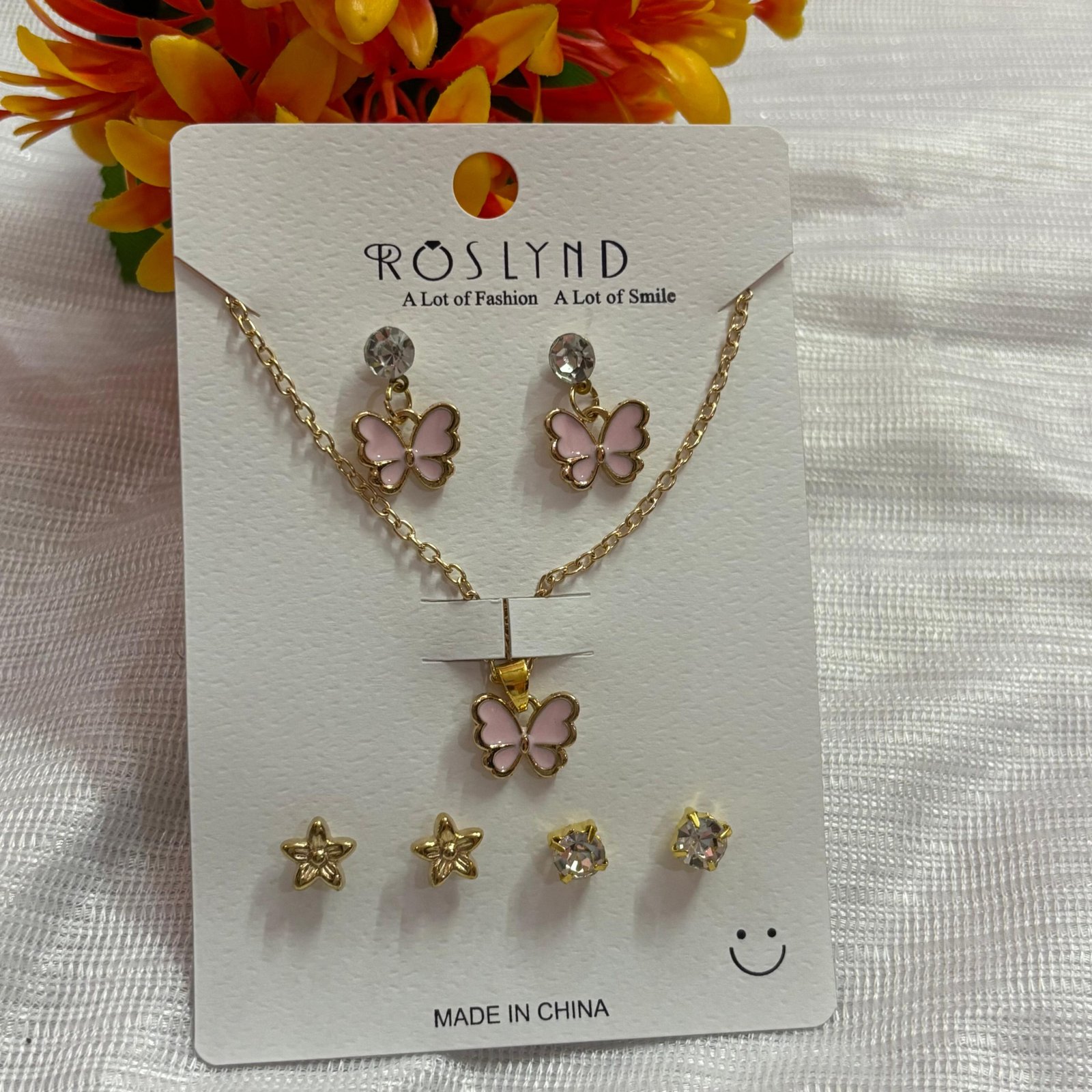 Butterfly Earrings and chain combo